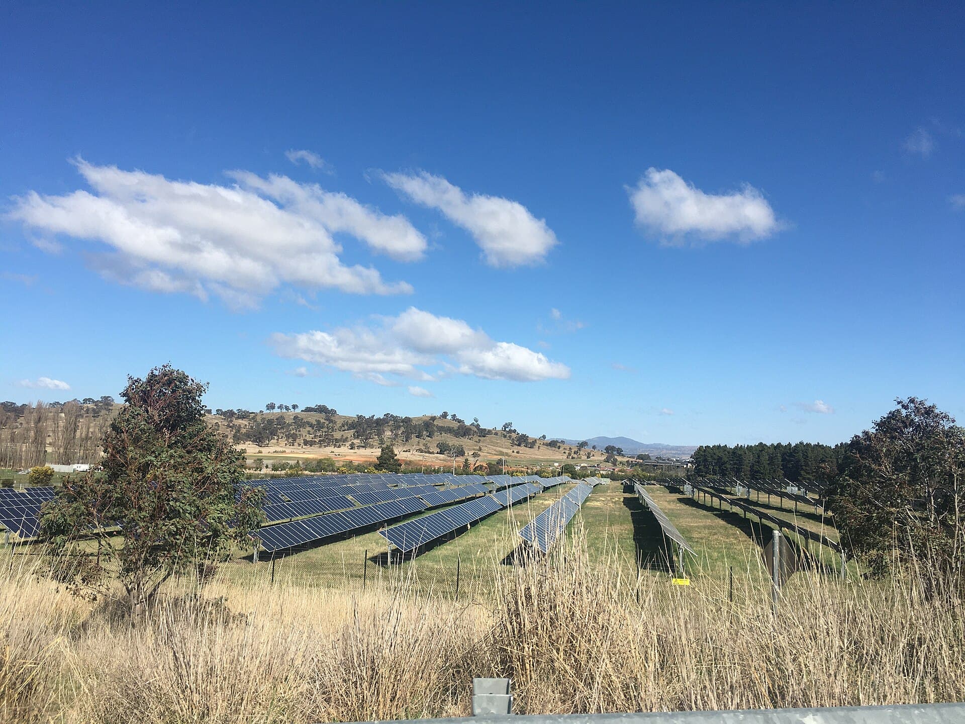 Mount Majura Solar Farm near Canberra on a sunny day